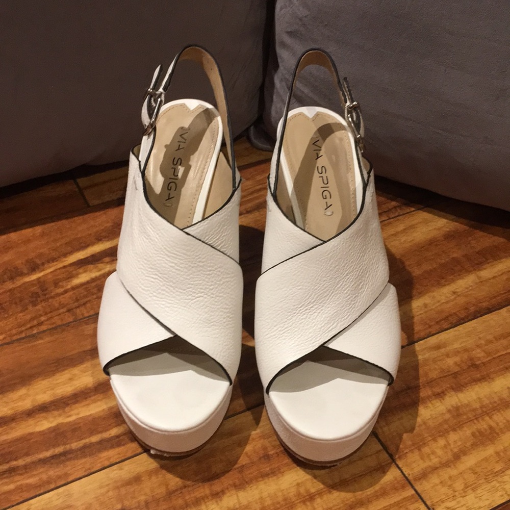 Via Spiga Orlando Crisscross Leather Wedge Sandal